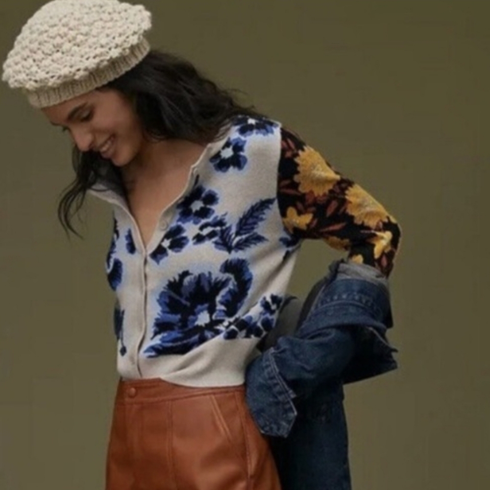 MAEVE FLORAL JACQUARD‎ CARDIGAN XS